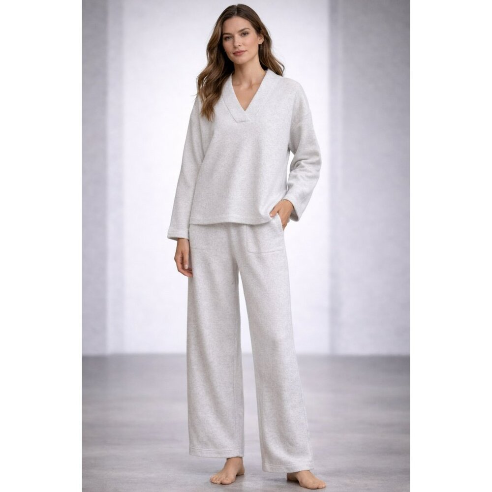 Haven Well Within Women’s Lounge Set – V-Neck Top & Wide-Leg Pants – Size M